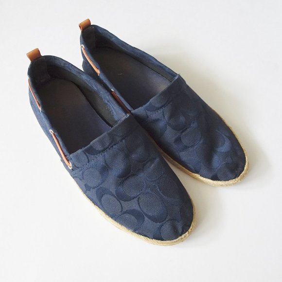Coach Mellow Blue Canvas Espadrille Flats 9 - Picture 1 of 10